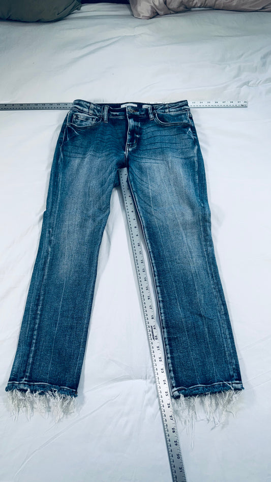 KanCan Signature Low rise Ankle Straight Crop Jeans - Raw Hem