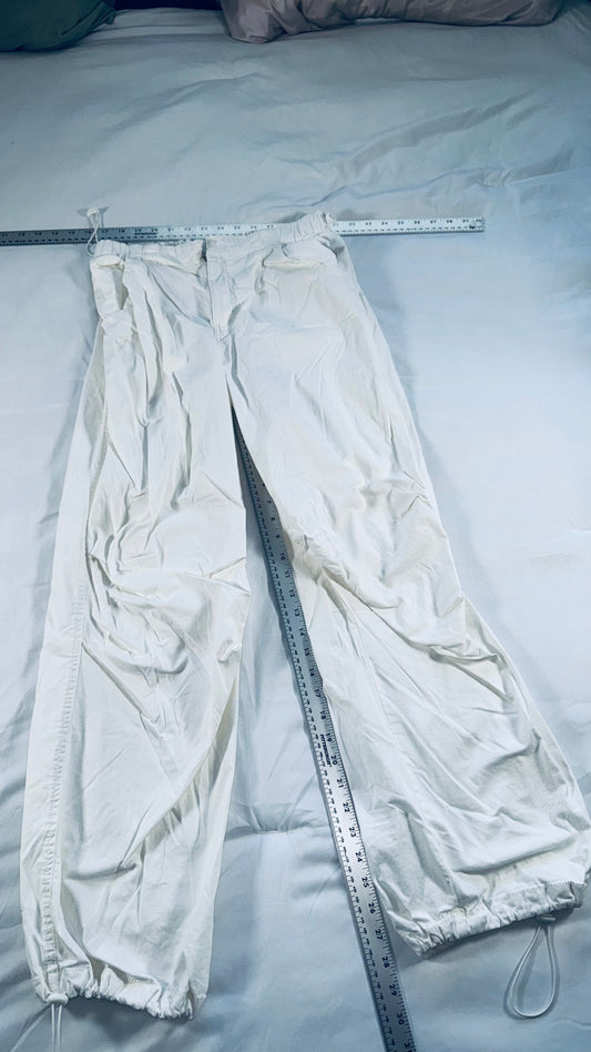 Forever 21 Cream Wide-Leg Utility Cargo Pants - M