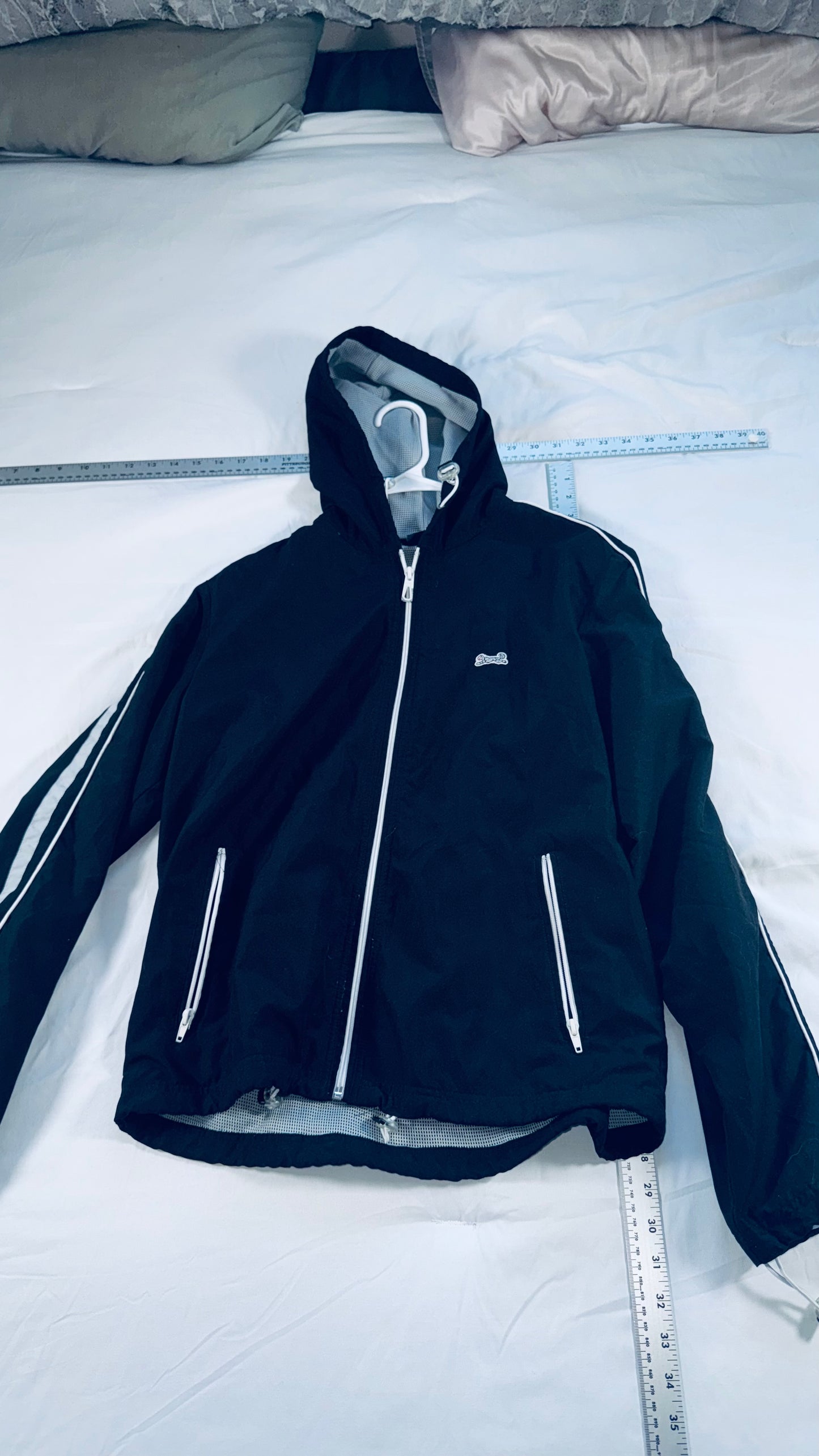 Le Tigre Black  Hooded Zip Jacket with Stripe Sleeves - SM