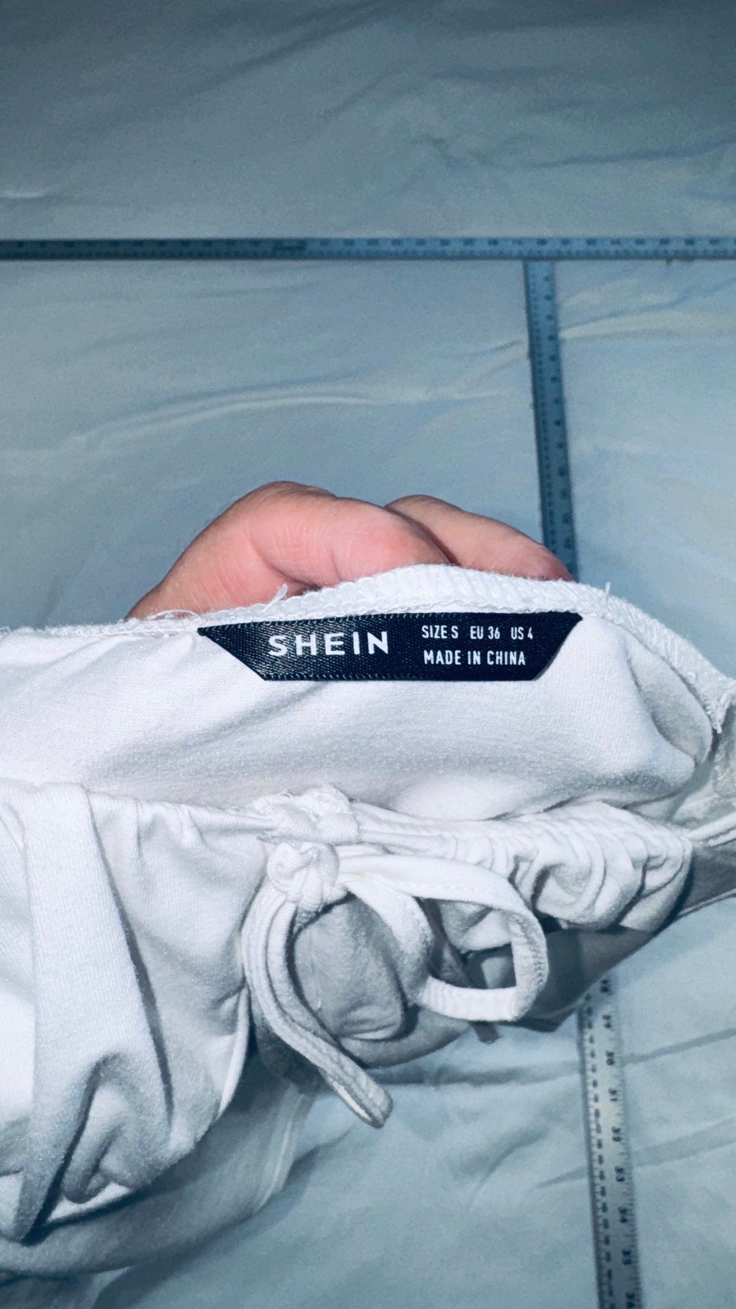 Shein White Long Sleeve Square Neck Tie Front Crop Top - SM