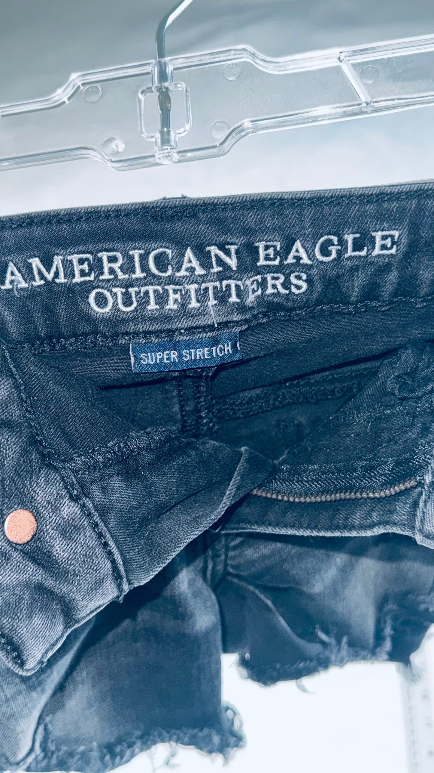 American Eagle Outfitters Black Distressed Denim Shorts - Size 2 Mid Rise