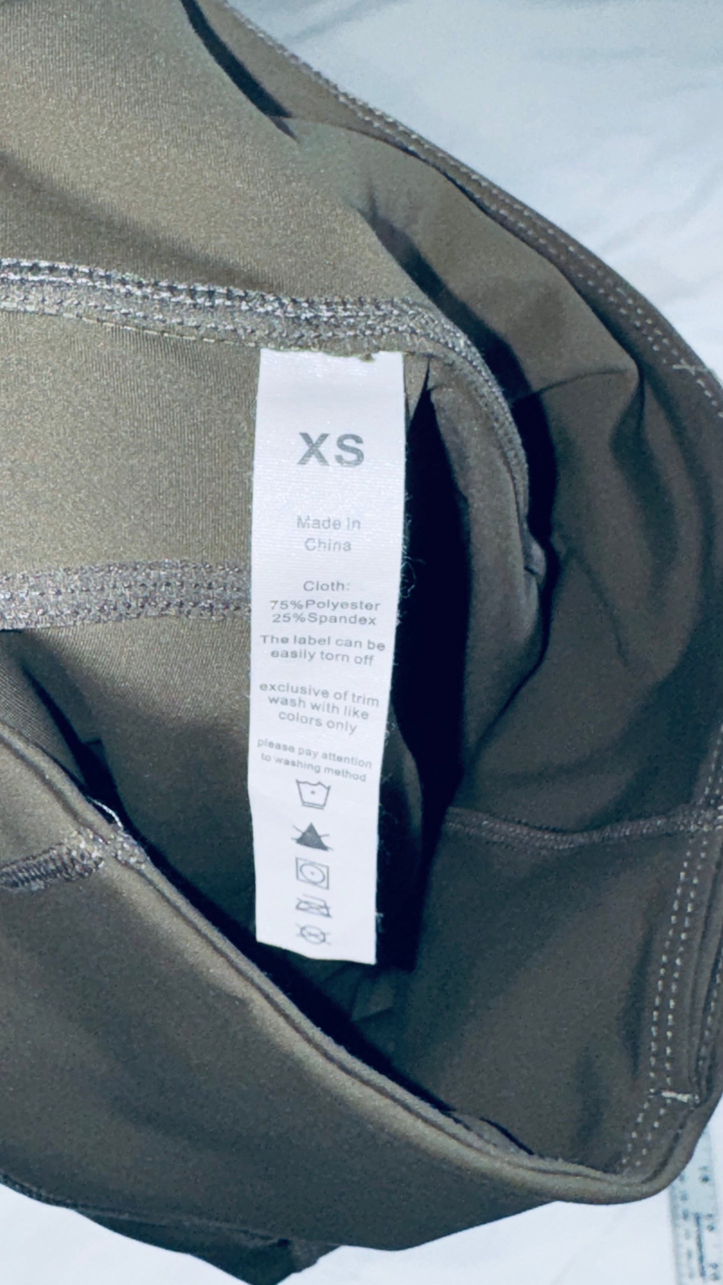 Olive Green High Waist Athletic Shorts with Pockets - Compression Workout Shorts - XS