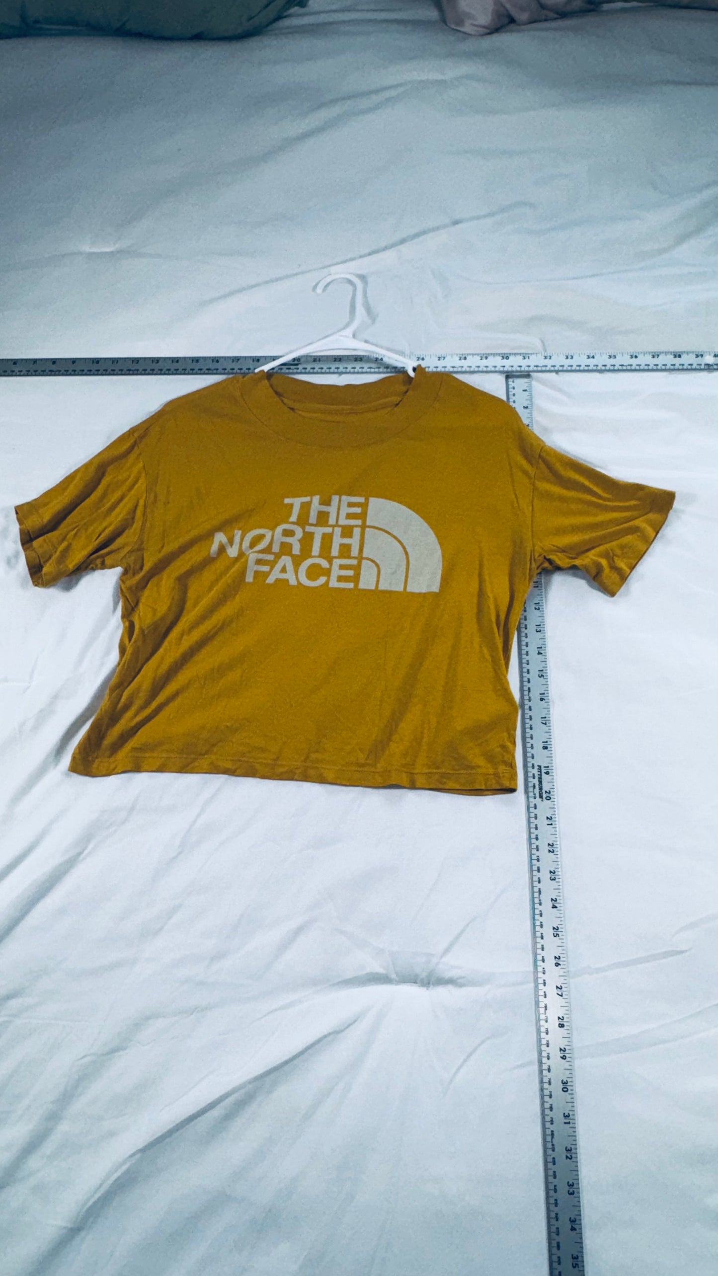 The North Face Logo Mustard Yellow Crop T-Shirt