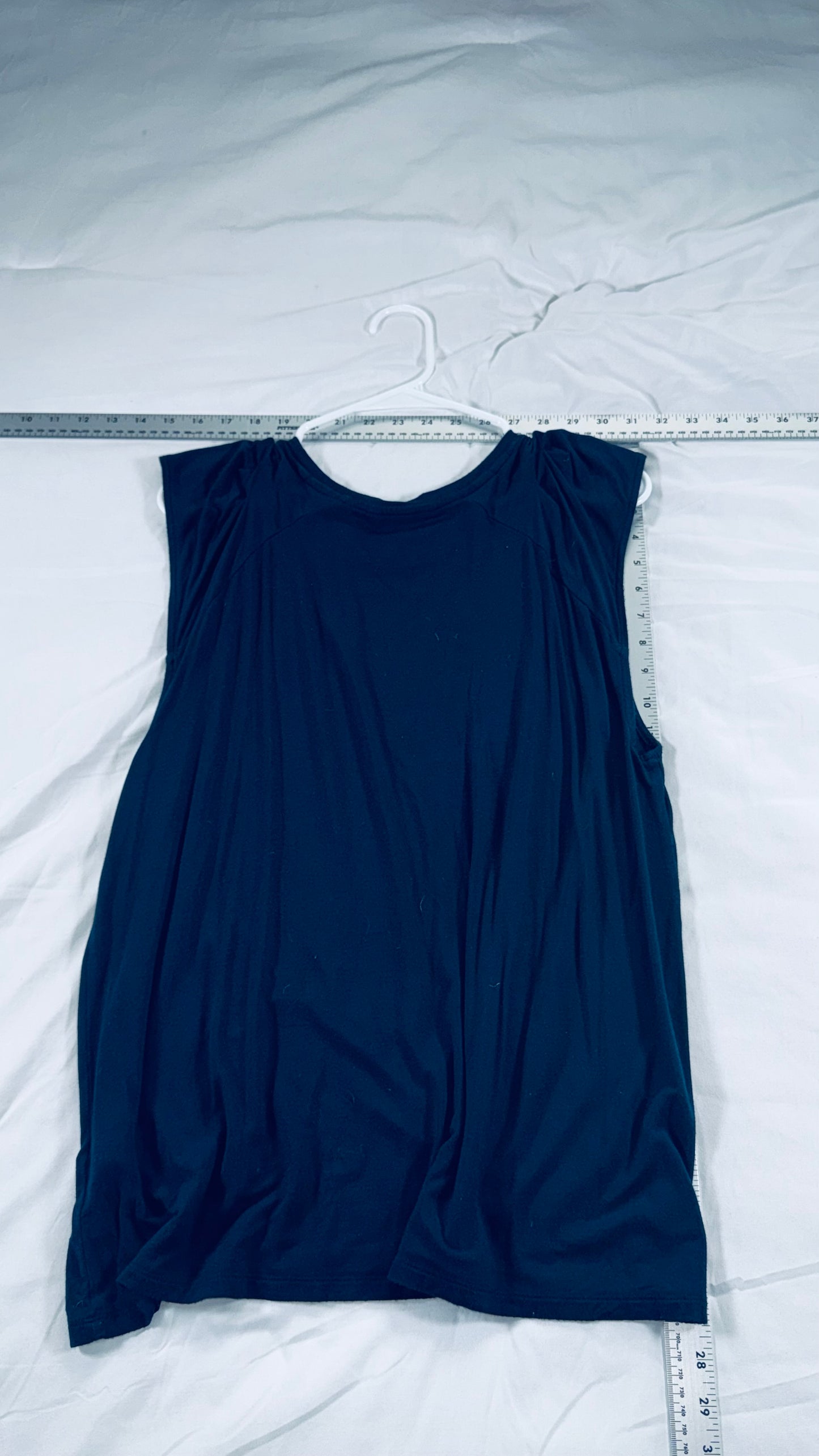 Banana Republic Navy Sleeveless Draped Blouse - L