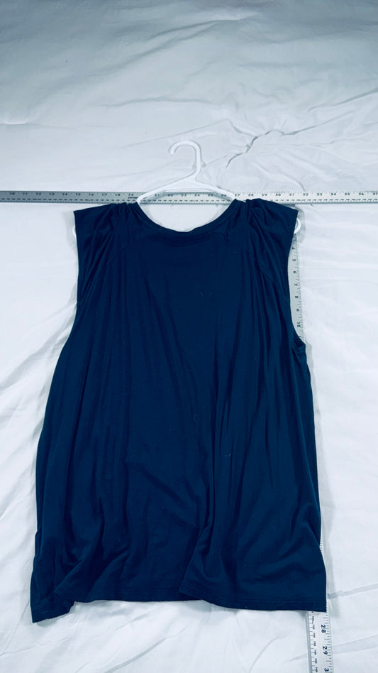 Banana Republic Navy Sleeveless Draped Blouse - L
