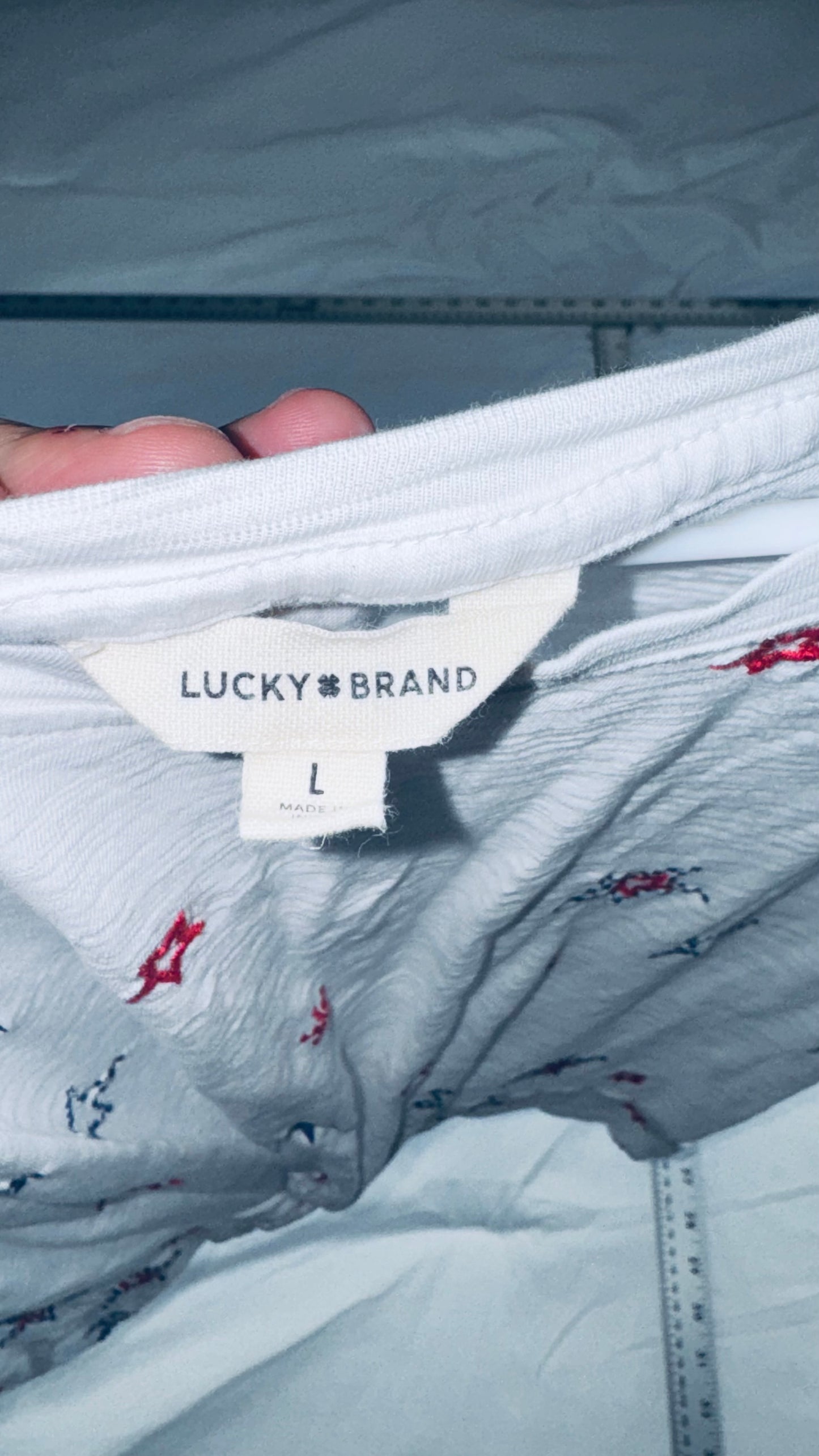 Lucky Brand Patriotic Star Knot Front Tee - L