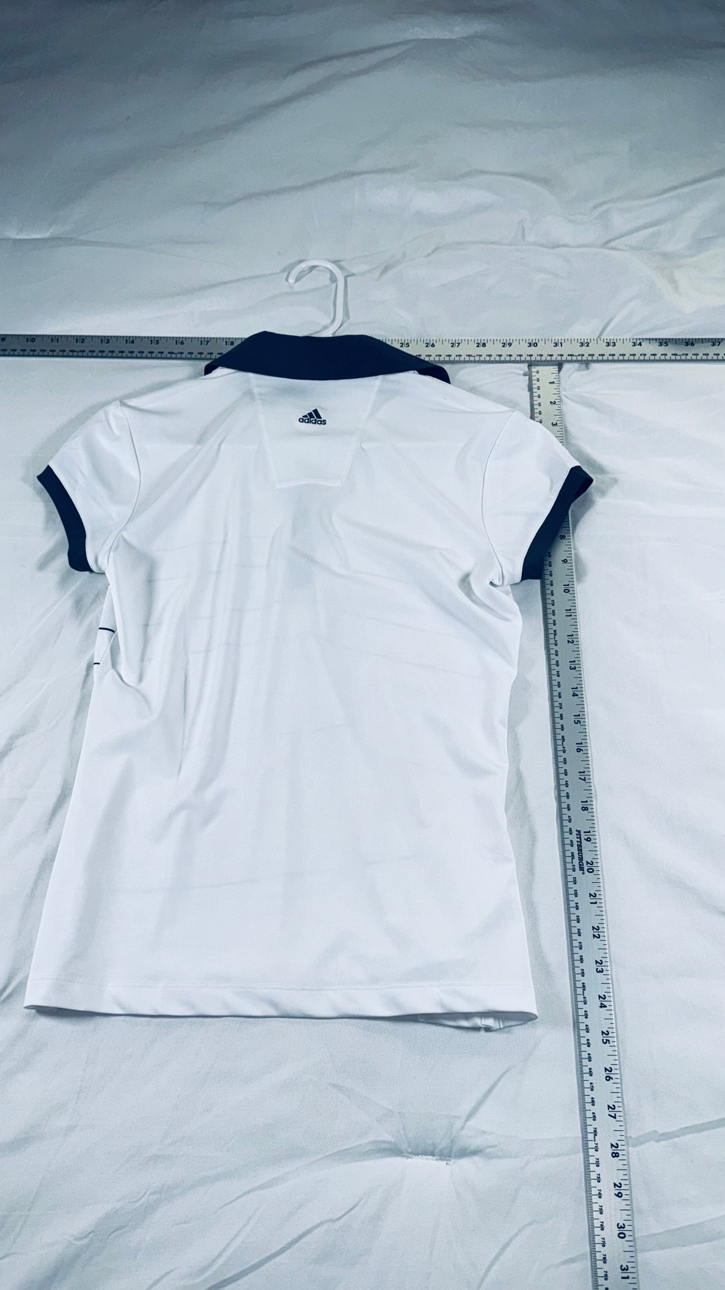 Adidas Climate Golf Polo Shirt - White & Navy - SM