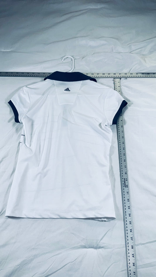 Adidas Climate Golf Polo Shirt - White & Navy - SM