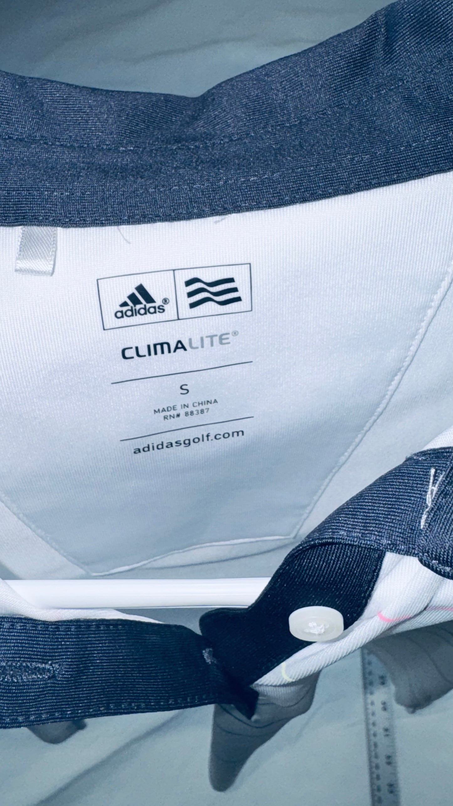 Adidas Climate Golf Polo Shirt - White & Navy - SM