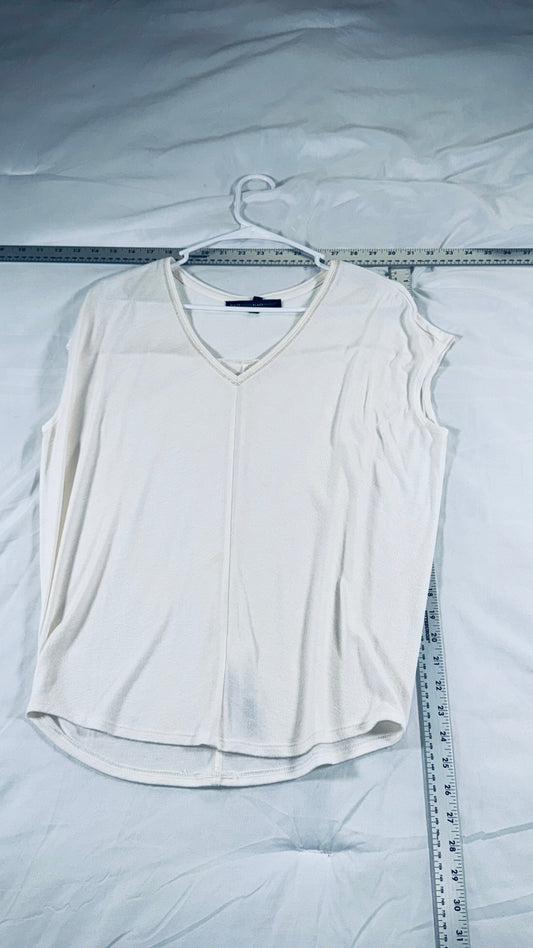White House Black Market Cream V-Neck Blouse - SM